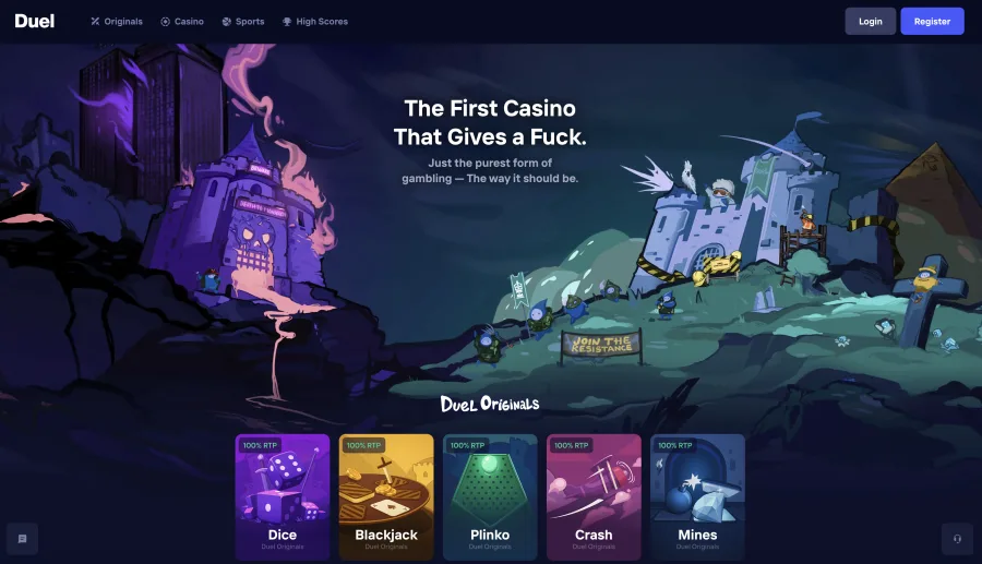 Duel.com homepage screenshot